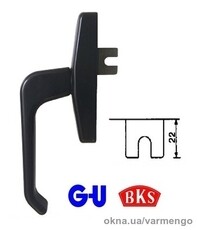 Ручка для алюминиевого окна G-u чёрная, штифт 1х22 мм.